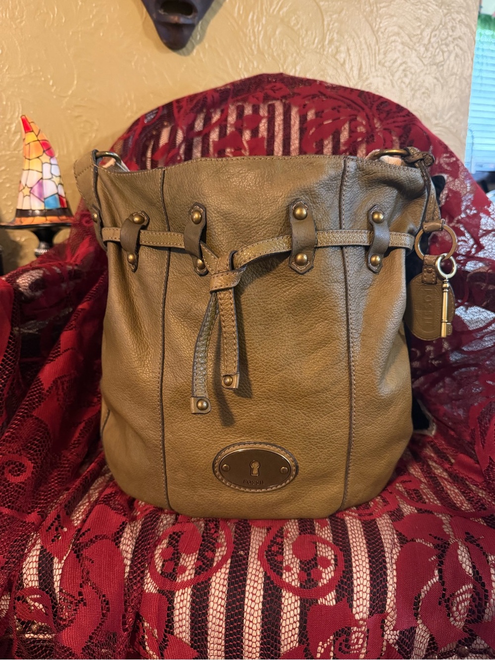 Fossil Maddox Olive Green Leather Hobo Bag